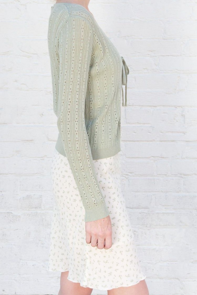 Hauts Brandy Melville Greta Eyelet Vert Olive | VBB-95606533